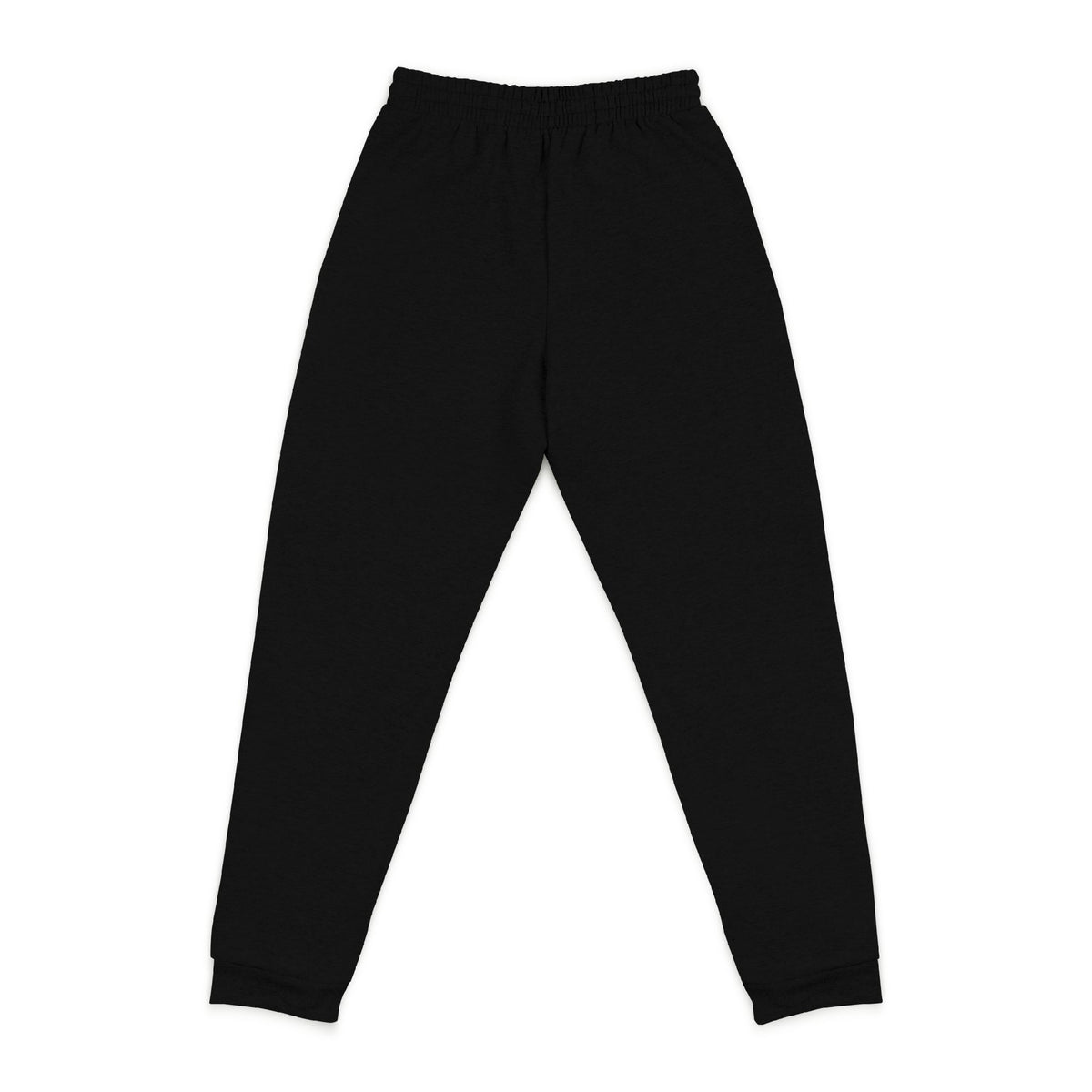 Back view of the Black Colorado Mountain Embroidered Joggers, showing the plain back and cuffed ankles.