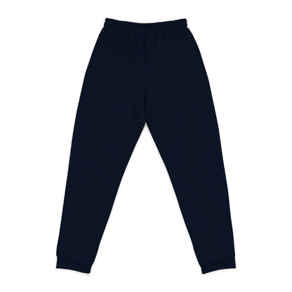 Back view of the J. Navy Colorado Mountain Embroidered Joggers, showing the plain back and cuffed ankles.