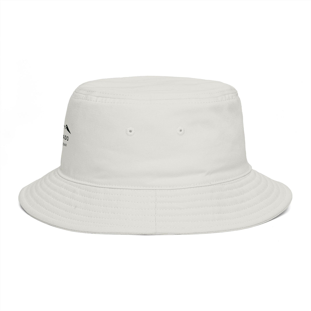 Side view of the Ecru Colorado Mountain Everyday Bucket Hat, showing its cotton crown, brim and stitched construction.